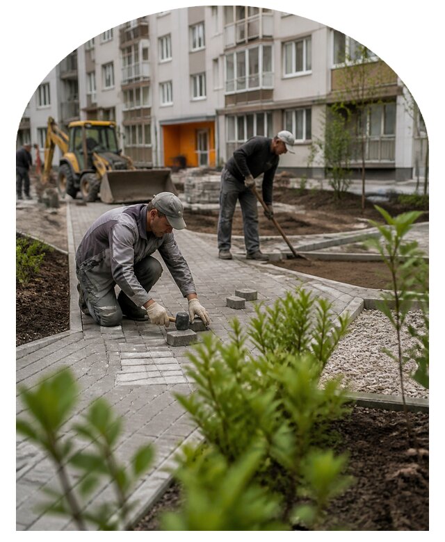 Благоустройство двора многоквартирного дома в Тихвине